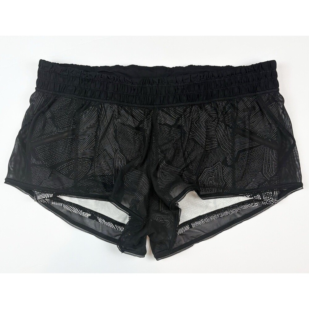 Lululemon Women's Shorts Size 10 City Sky Run By Black Geometric Mesh Pockets